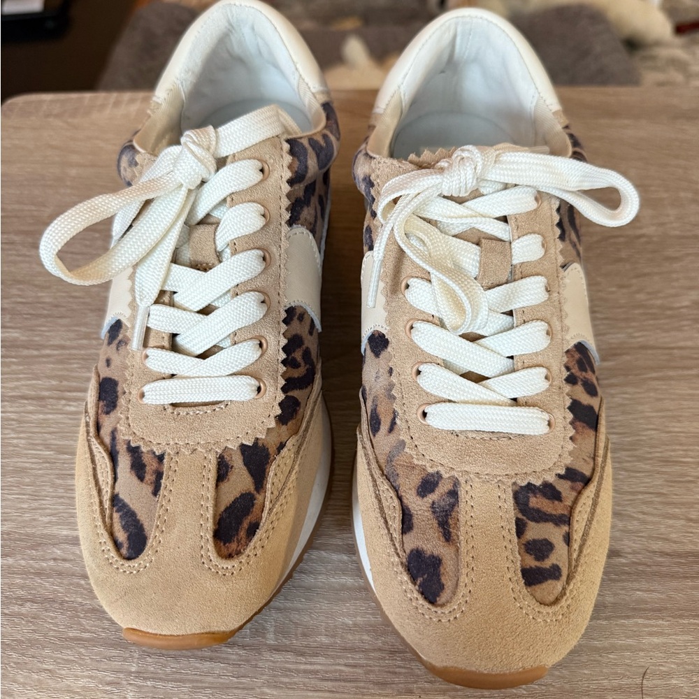 Dolce Vita Leopard Print Tan Sneakers
